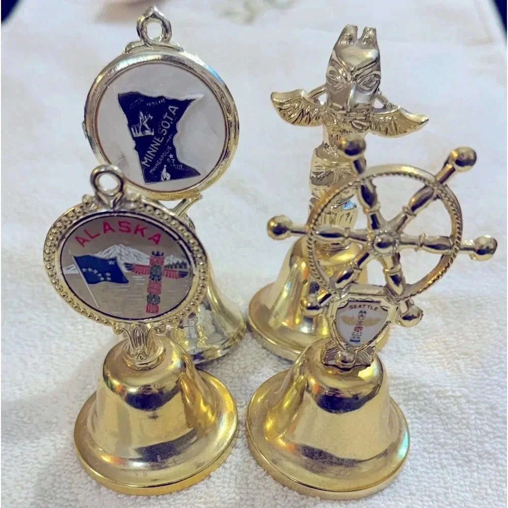 Vintage Alaska & Minnesota Bell Christmas Ornaments Tourist Souvenir Collectible